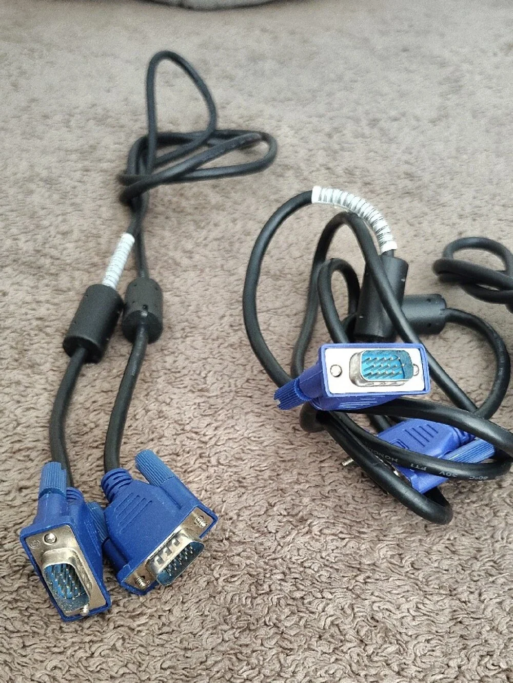 Vintage Computer Monitor Cable Lot (4-Pack) - 2x DVI-D & 2x VGA Cables